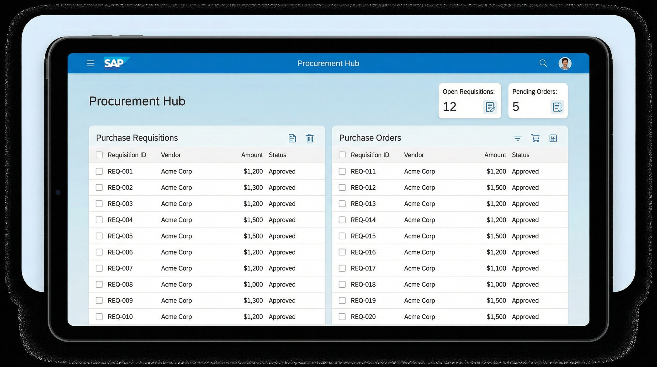 SAP UI5 Procurement Hub